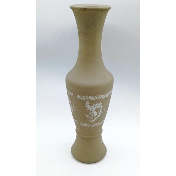 Vintage Imitation Wedgewood Sage Green Glass Bud Vase - Picture 1 of 3